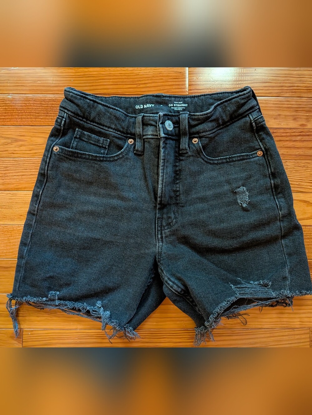 Old Navy Black distressed OG Straight 5" Jean Shorts 0